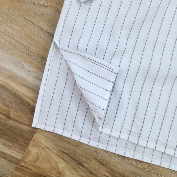 🔺️NYDJ White Pinstripe Button Popover Long Sleeve Top Large - Picture 9 of 14